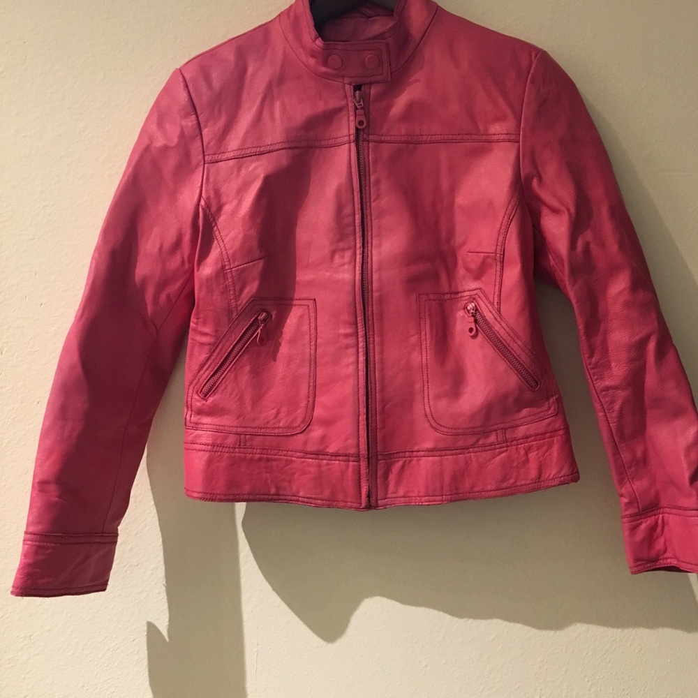 Pink faux leather women’s jacket